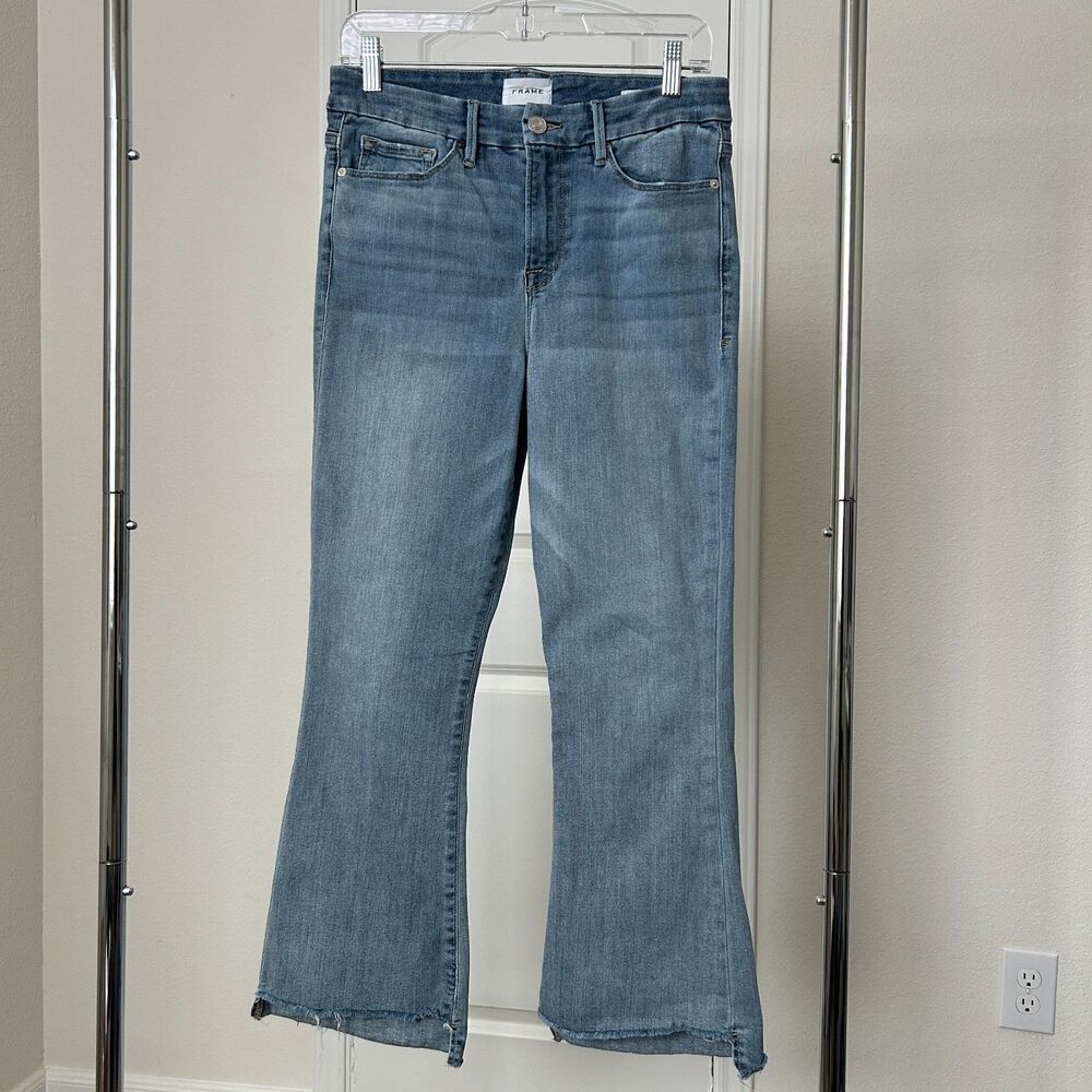 Frame Jeans Womens 29 Blue Le Crop Mini Boot Frayed Hem